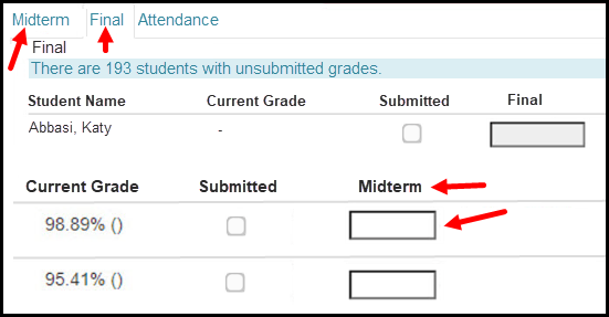 Midterm Final Tabs (Ellucian ILP)