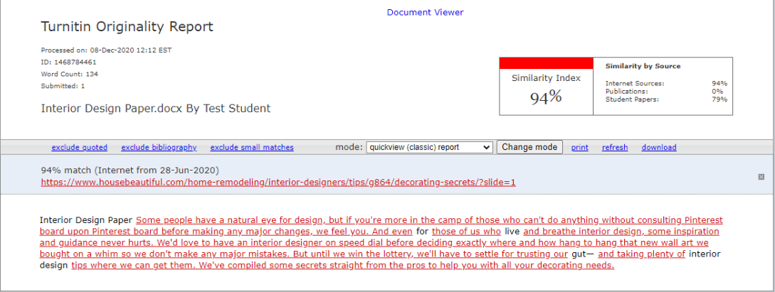 Turnitin Text-Only Document Viewer
