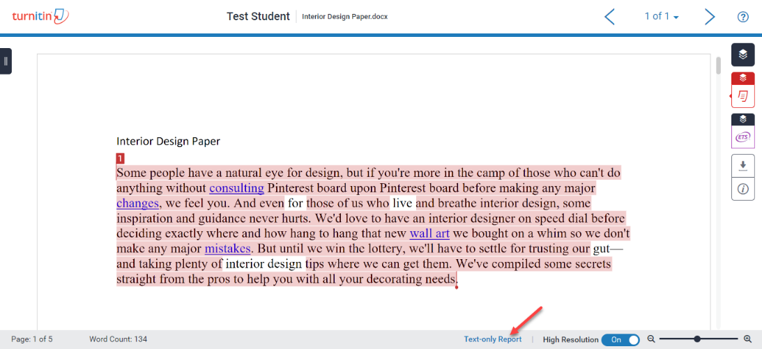 Turnitin Text-Only Report Link