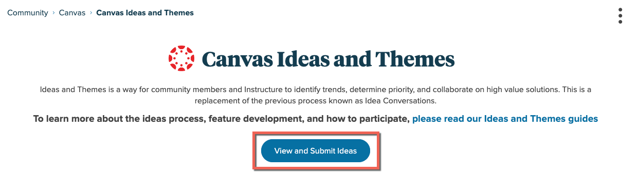 View and Submit Ideas button