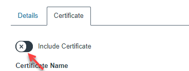 Catalog Include Certificate Toggle Button