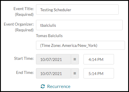 image of Kaltura Capture event scheduler