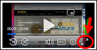 Image showing the enlarge icon that makes the video full screen