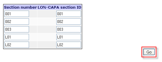 image of course section numbers in Lon-Capa