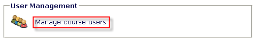 image of user management screen for a course