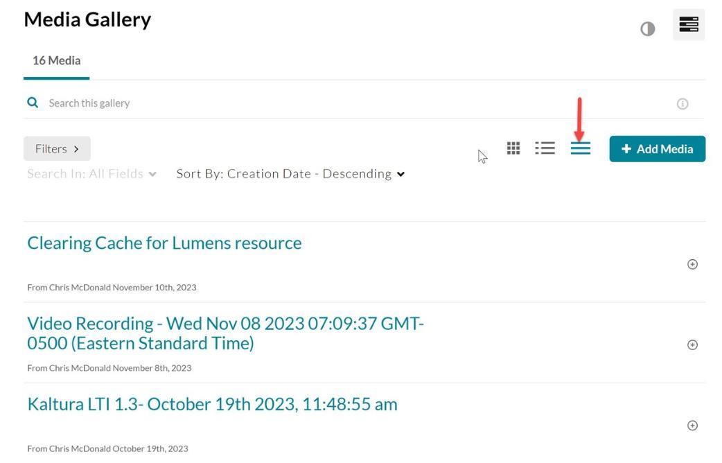 Location of collapsed view option