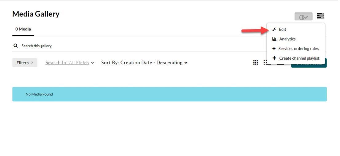 location of the edit function in my media